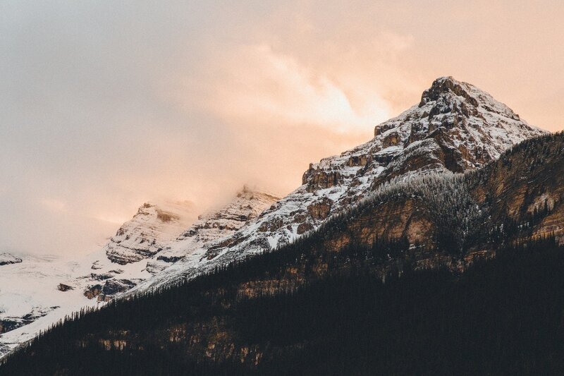 Snow-covered Mountain Peak — Brown, Dramatic, Sunset