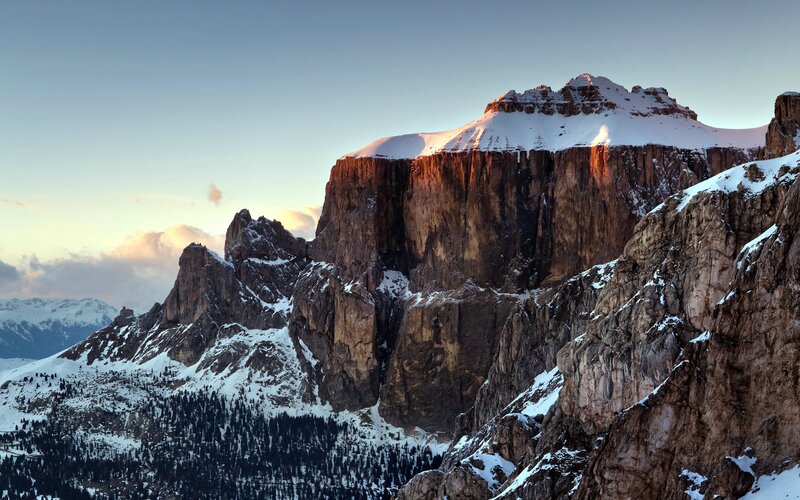 Snow-covered Mountain Peak — Brown