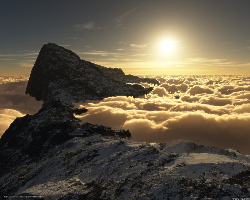Snow-covered Mountain Peak — Gold, Dramatic