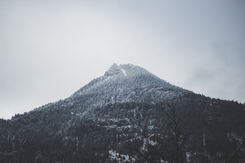 Snow-covered Mountain Peak — Gray, Cold
