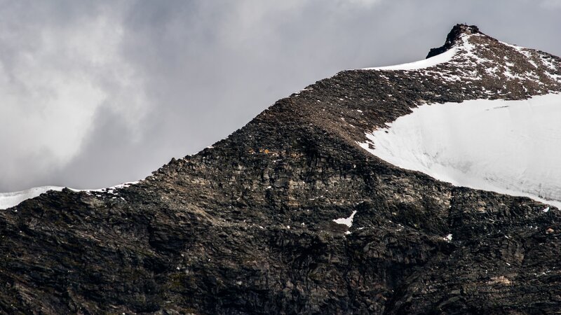 Snow-covered Mountain Peak — Gray, Dramatic, Photograph, Snow