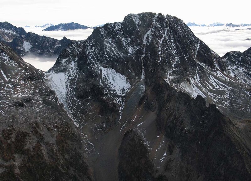 Snow-covered Mountain Peak — Gray, Dramatic