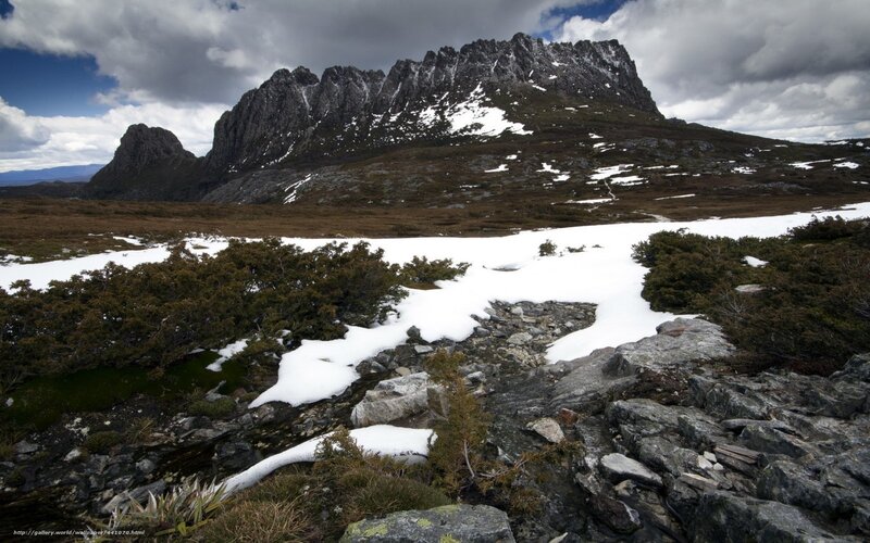 Snow-covered Mountain Peak — Gray, Dramatic, Winter, Photograph