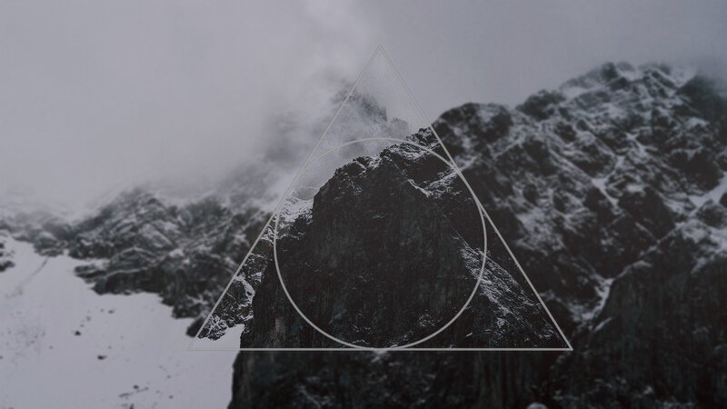 Snow-covered Mountain Peak — Gray, Dramatic, Winter, Photograph, Triangle