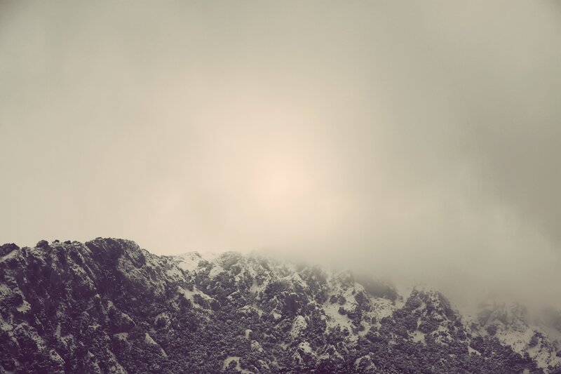 Snow-covered Mountain Peak — Gray, Dreary