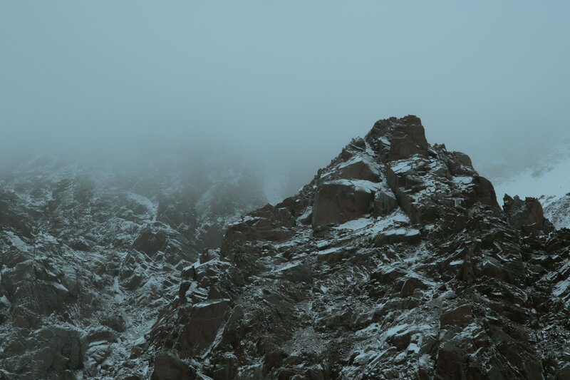 Snow-covered Mountain Peak — Gray, Dreary, Winter