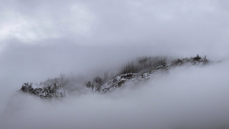 Snow-covered Mountain Peak — Gray, Misty, Winter