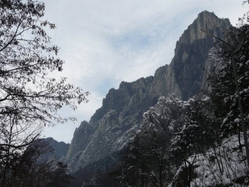 Snow-covered Mountain Peak — Gray