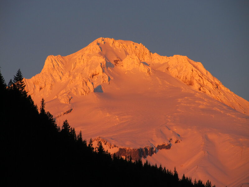 Snow-covered Mountain Peak — Orange, Dramatic, Sunset