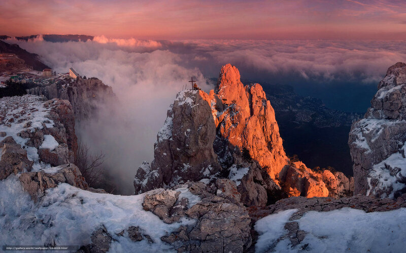 Snow-covered Mountain Peak — Pink, Dramatic, Sunrise, Photograph