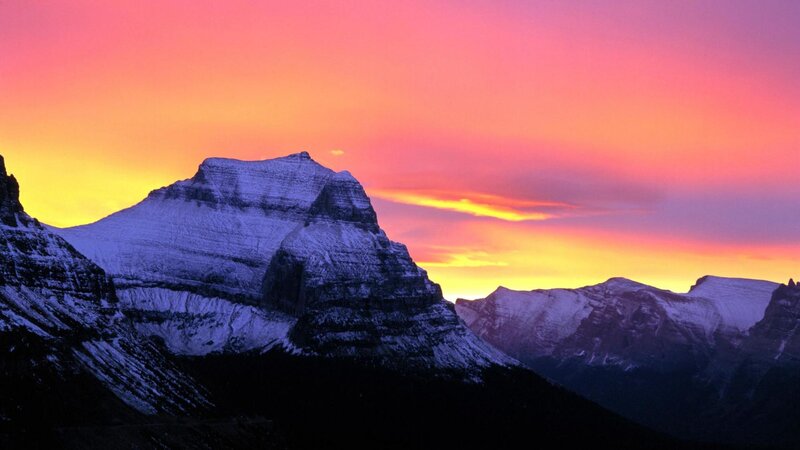 Snow-covered Mountain Peak — Pink, Dramatic