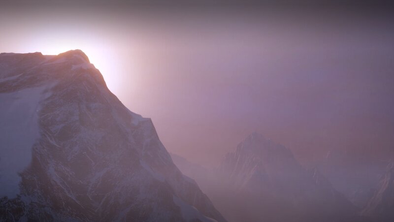 Snow-covered Mountain Peak — Purple, Serene, Sunset, 3d Render
