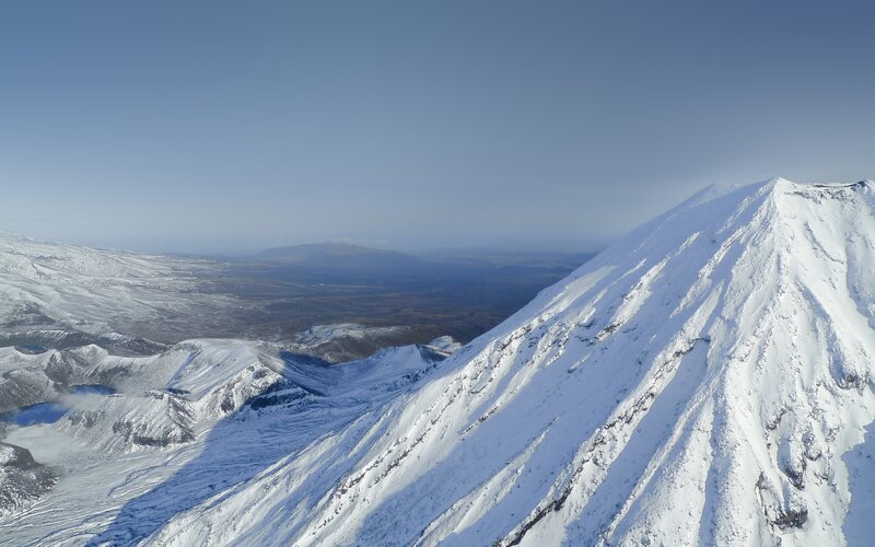 Snow-covered mountain peak view