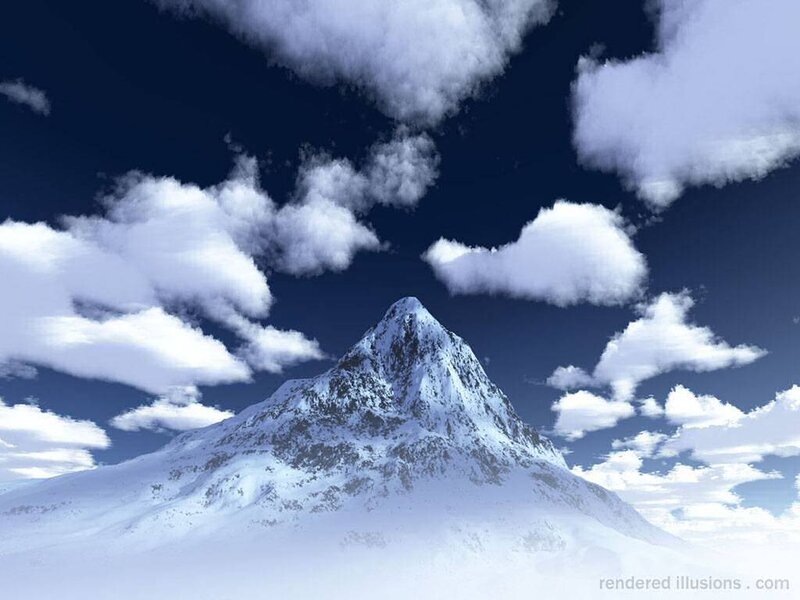 Snow-covered Mountain Peak — White, 3d Render