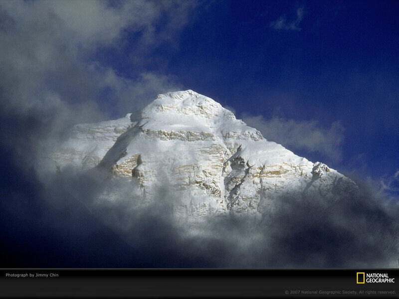 Snow-covered Mountain Peak — White, Clouds