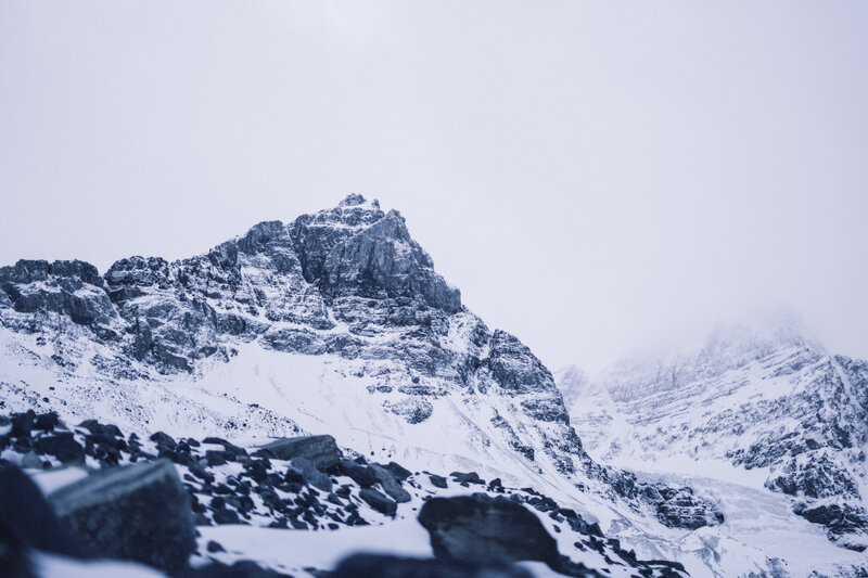 Snow-covered Mountain Peak — White, Cold, Winter, Photograph, Snow