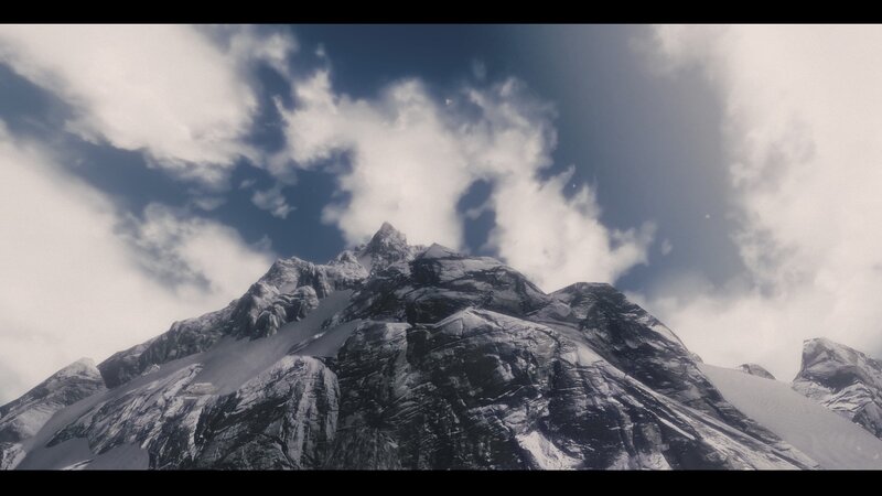 Snow-covered Mountain Peak — White, Dramatic, 3d Render, Clouds