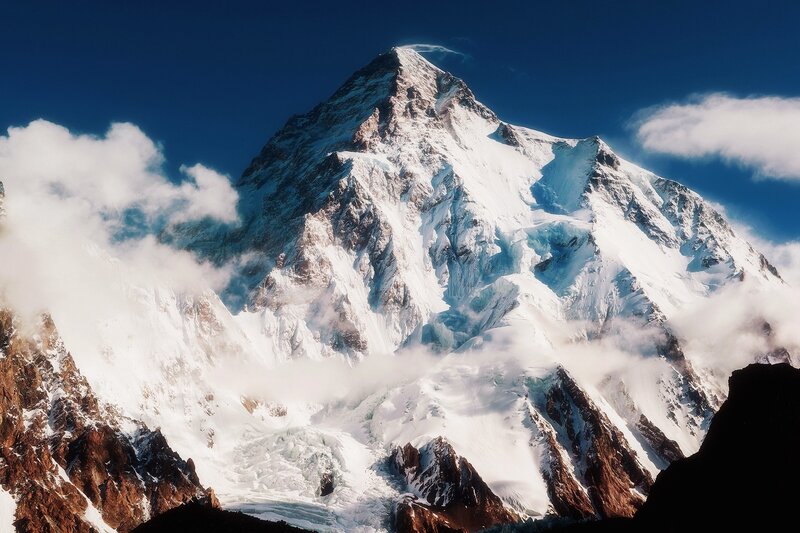 Snow-covered Mountain Peak — White, Dramatic, Afternoon, Photograph, Clouds