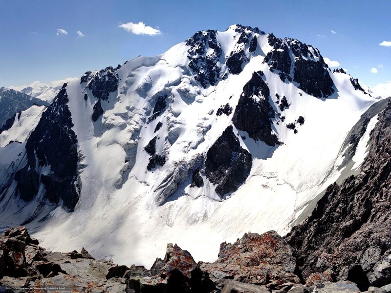Snow-covered Mountain Peak — White, Dramatic, Afternoon, Photograph, Rocky Slopes