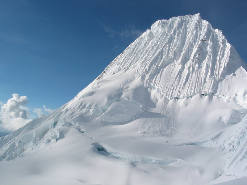 Snow-covered Mountain Peak — White, Dramatic, Afternoon, Photograph, Sky, Clouds