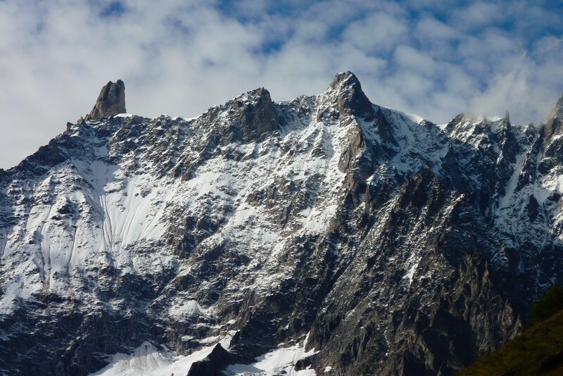 Snow-covered Mountain Peak — White, Dramatic, Afternoon, Photograph, Snow, Clouds