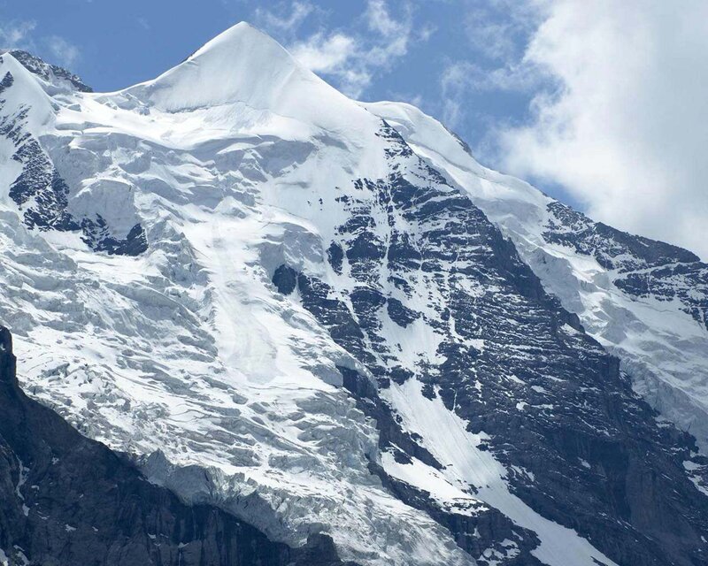 Snow-covered Mountain Peak — White, Dramatic, Afternoon, Photograph, Snow, Sky