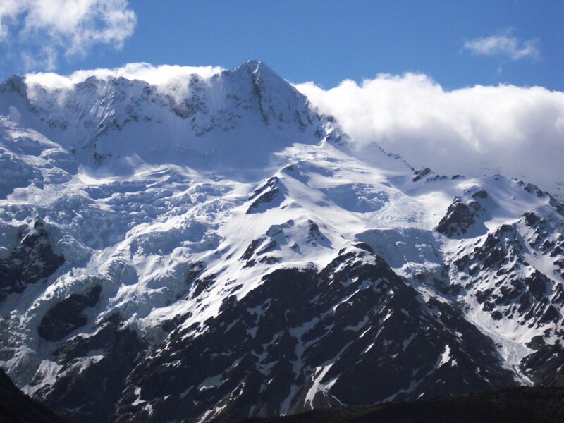 Snow-covered Mountain Peak — White, Dramatic, Afternoon