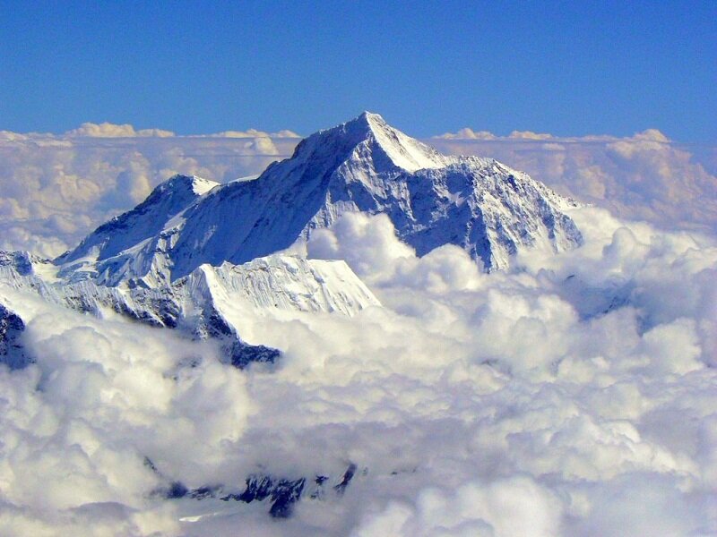 Snow-covered Mountain Peak — White, Dramatic, Photograph, Clouds, Sky