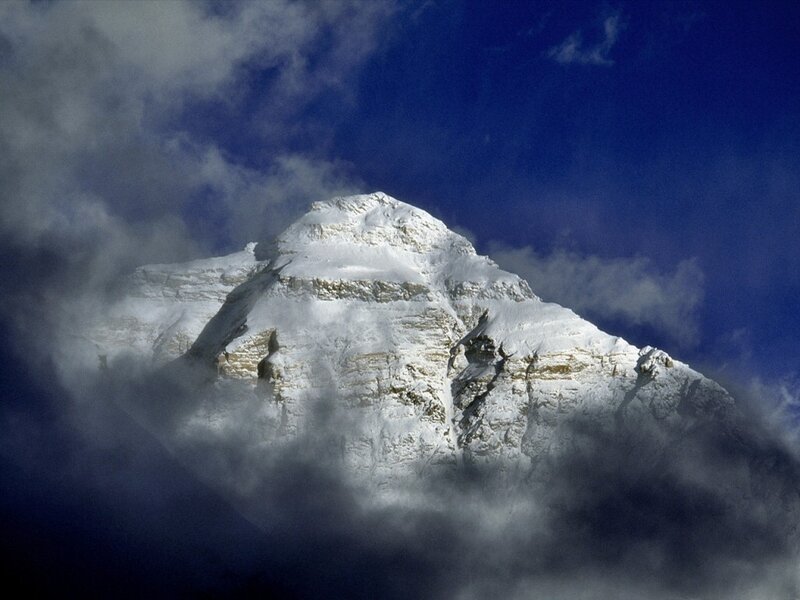 Snow-covered Mountain Peak — White, Dramatic, Photograph, Clouds