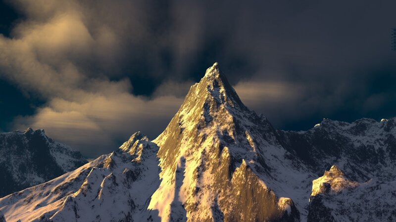 Snow-covered Mountain Peak — White, Dramatic, Sunrise, 3d Render