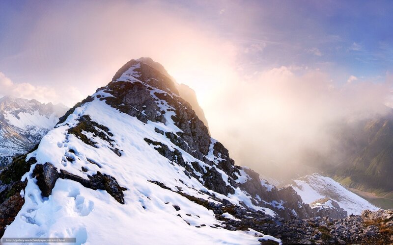 Snow-covered Mountain Peak — White, Dramatic, Sunrise, Photograph, Snow, Clouds