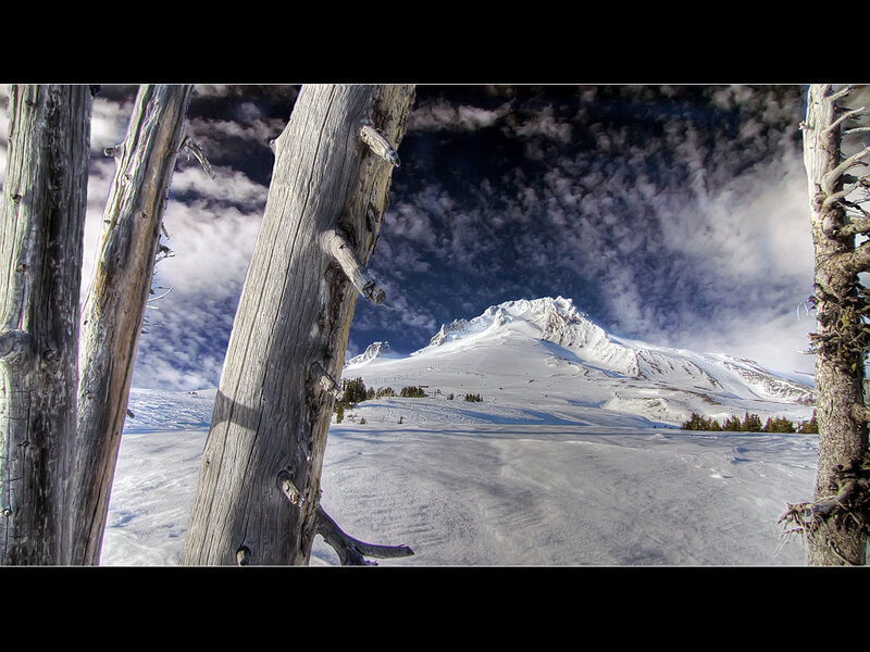 Snow-covered Mountain Peak — White, Dramatic