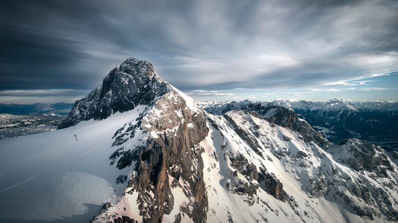 Snow-covered Mountain Peak — White, Dramatic, Winter, Photograph, Mountain Range