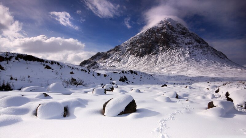 Snow-covered Mountain Peak — White, Dramatic, Winter, Photograph, Snow, Rocks