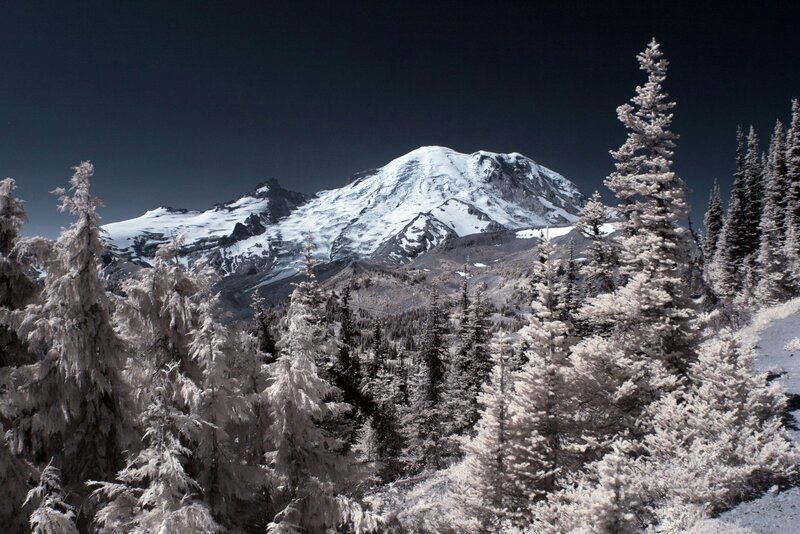 Snow-covered Mountain Peak — White, Dramatic, Winter, Photograph, Trees, Snow