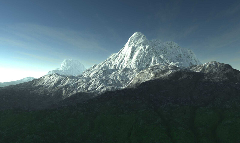 Snow-covered Mountain Peak — White, Serene, Morning