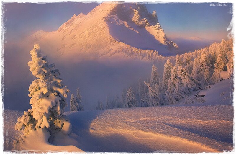 Snow-covered Mountain Peak — White, Serene, Sunrise, Photograph, Snow