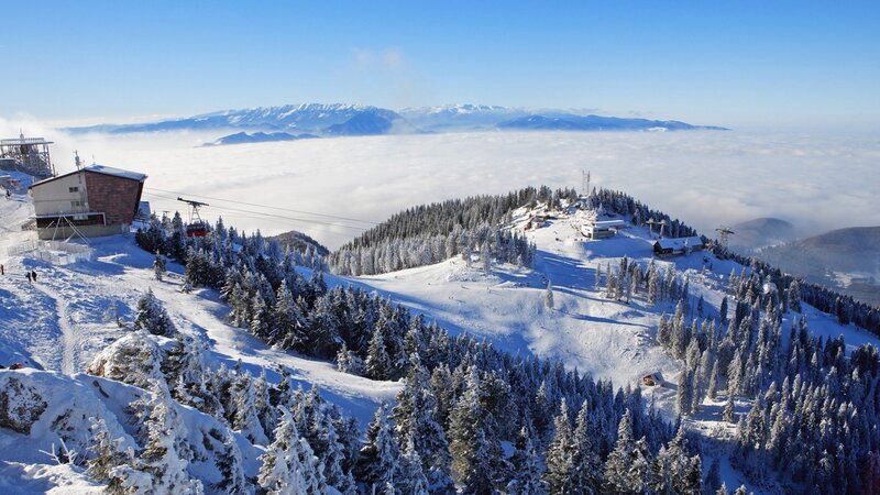 Snow-covered Mountain Peak — White, Serene, Winter, Photograph, Ski Lift