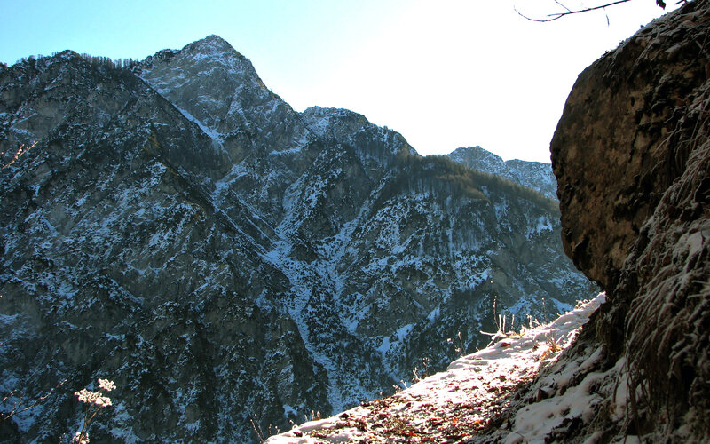 Snow-covered Mountain Peak — White, Serene, Winter, Photograph, Snow, Rock