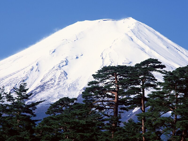 Snow-covered Mountain Peak — White, Serene, Winter, Photograph, Trees, Sky, Blue