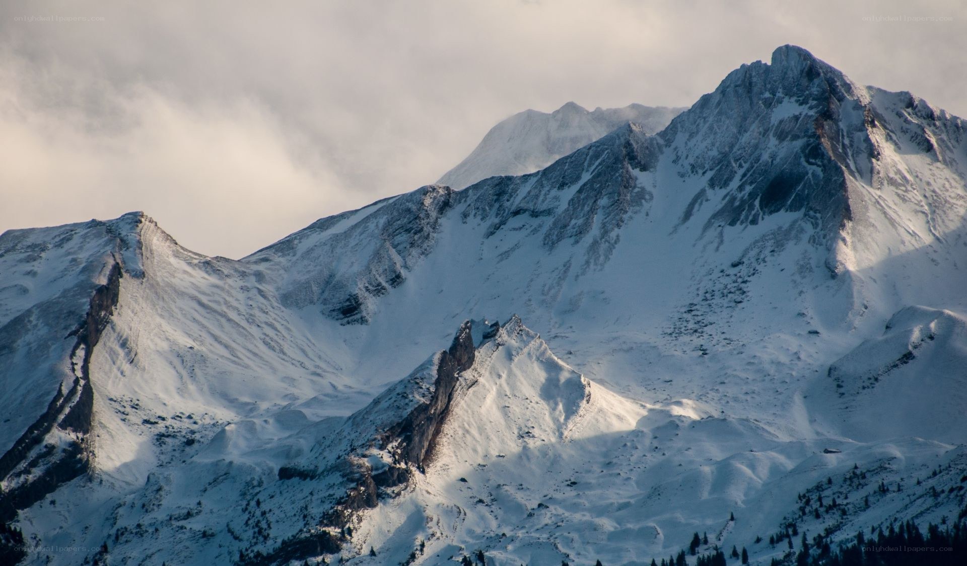 snow-covered mountain peaks