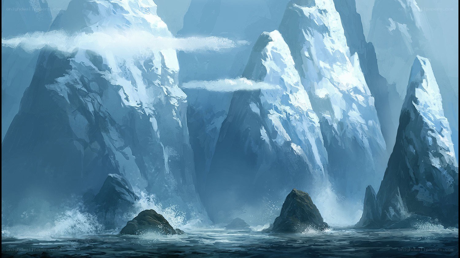 snow-covered mountain peaks