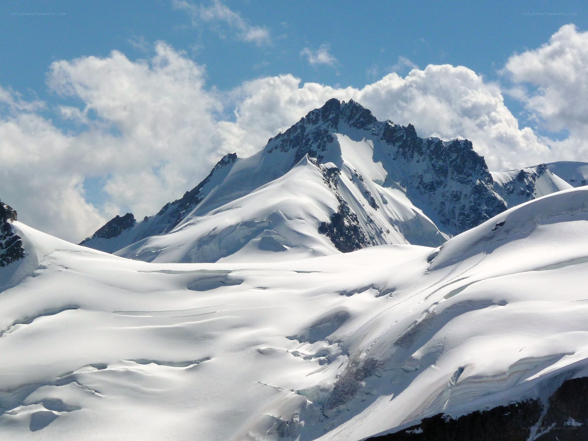 snow-covered mountain peaks