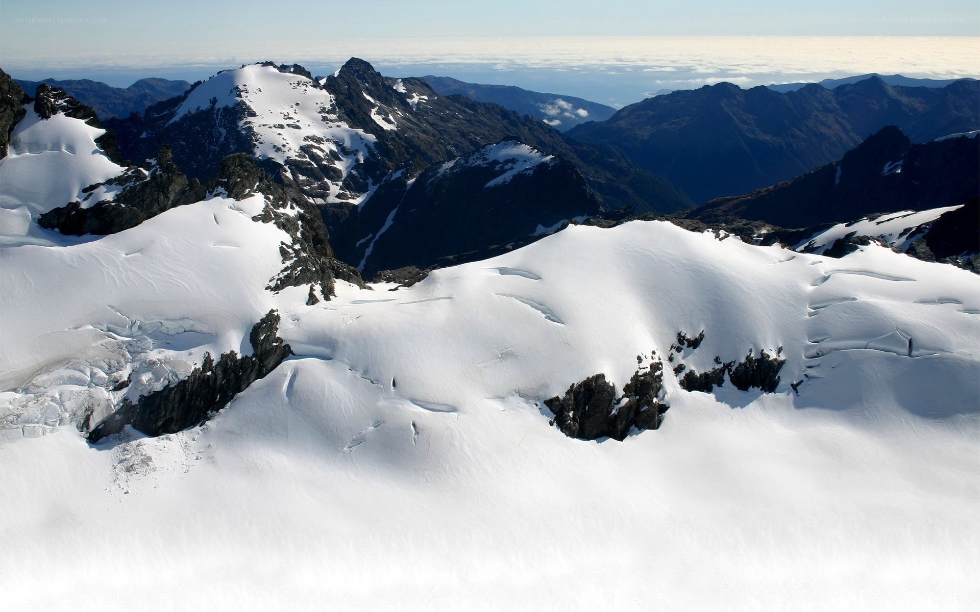 snow-covered mountain peaks