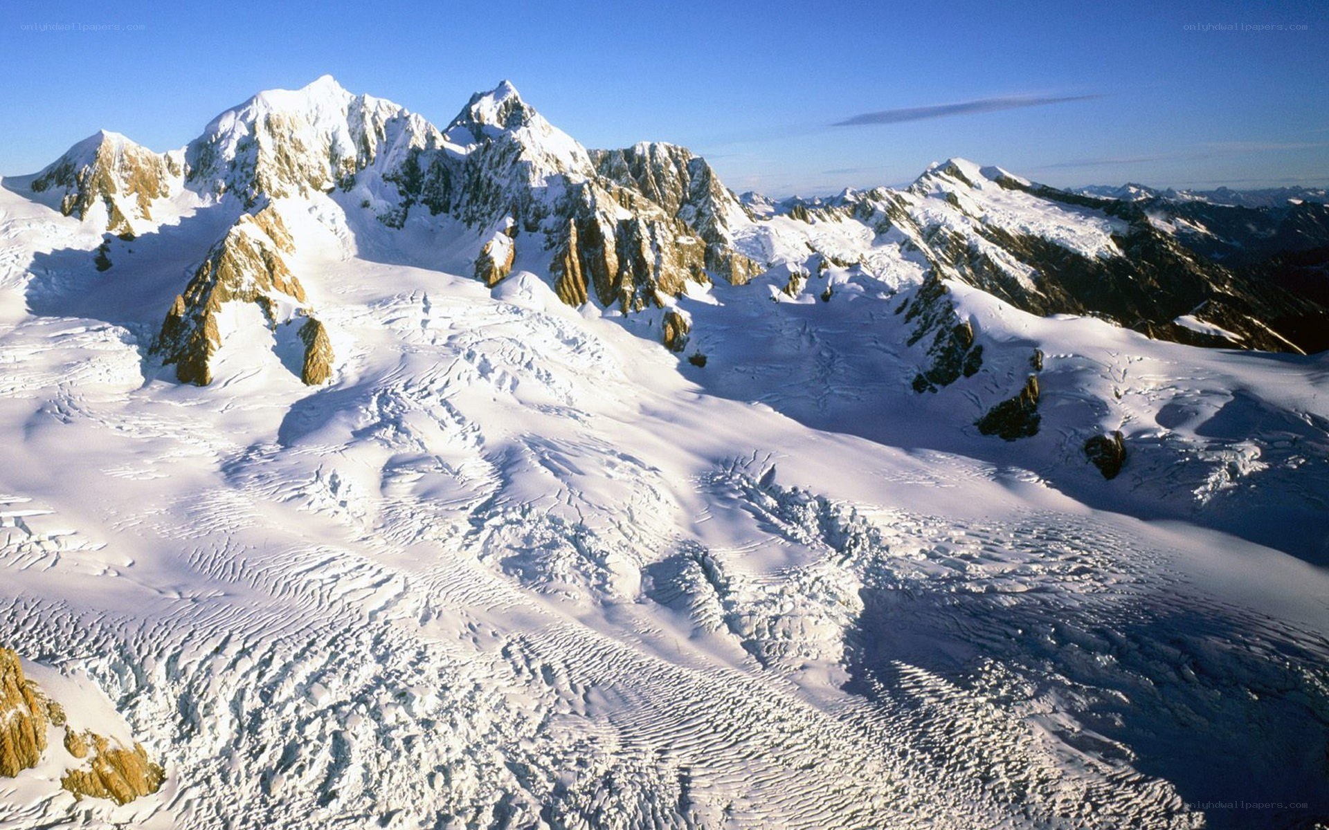 snow-covered mountain peaks
