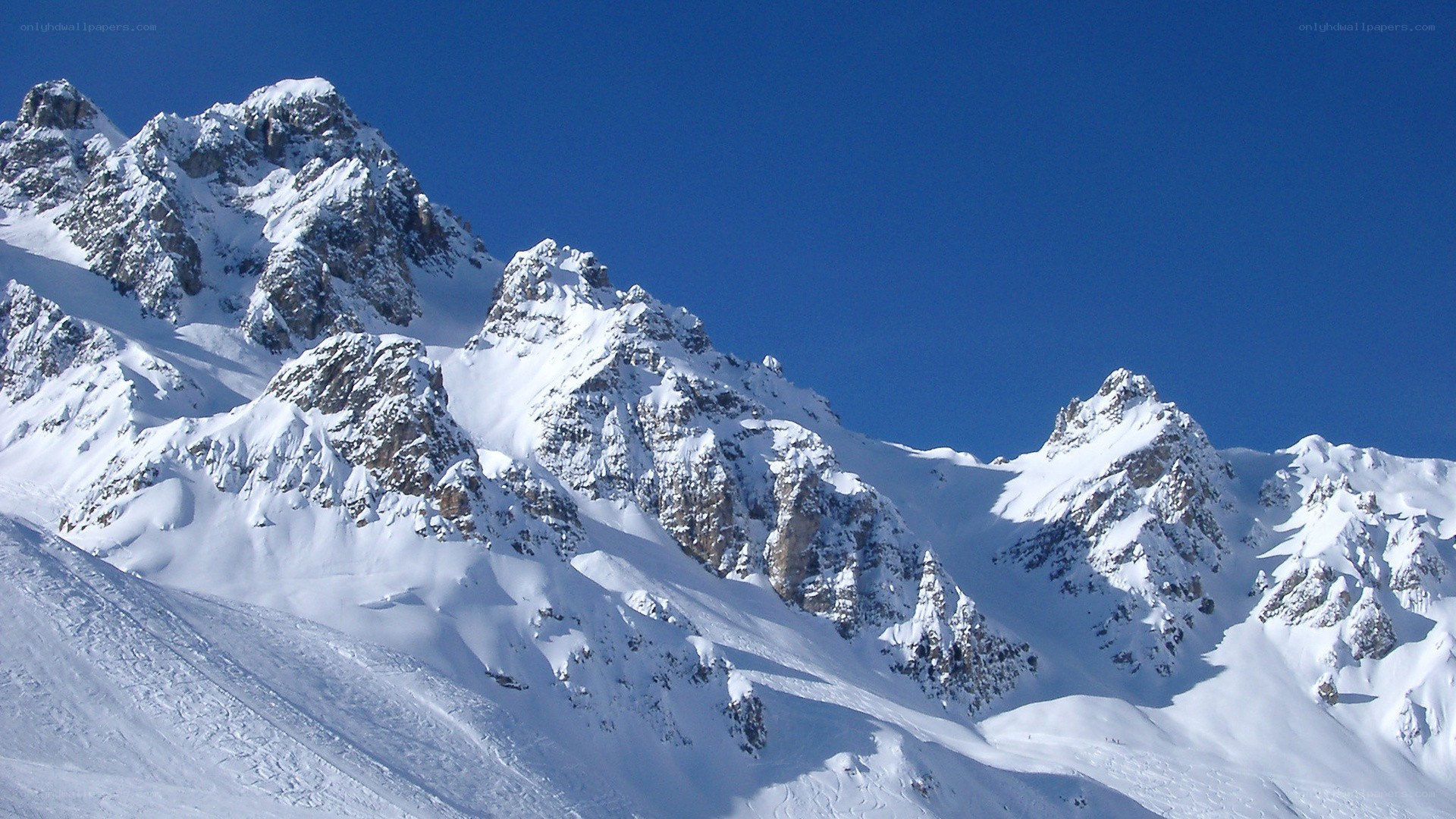 snow-covered mountain peaks
