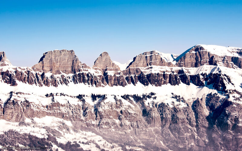 snow-covered mountain peaks