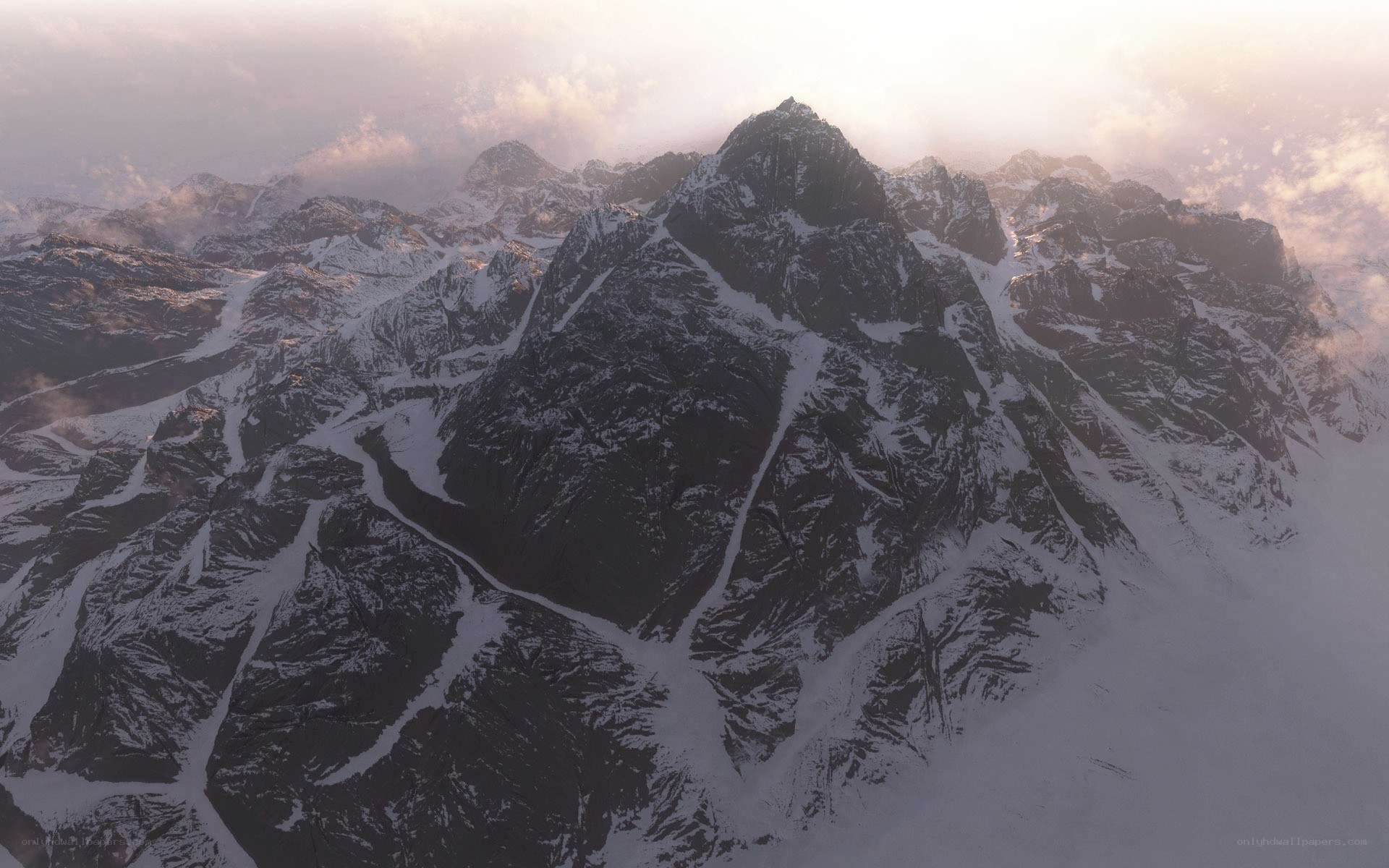 snow-covered mountain peaks