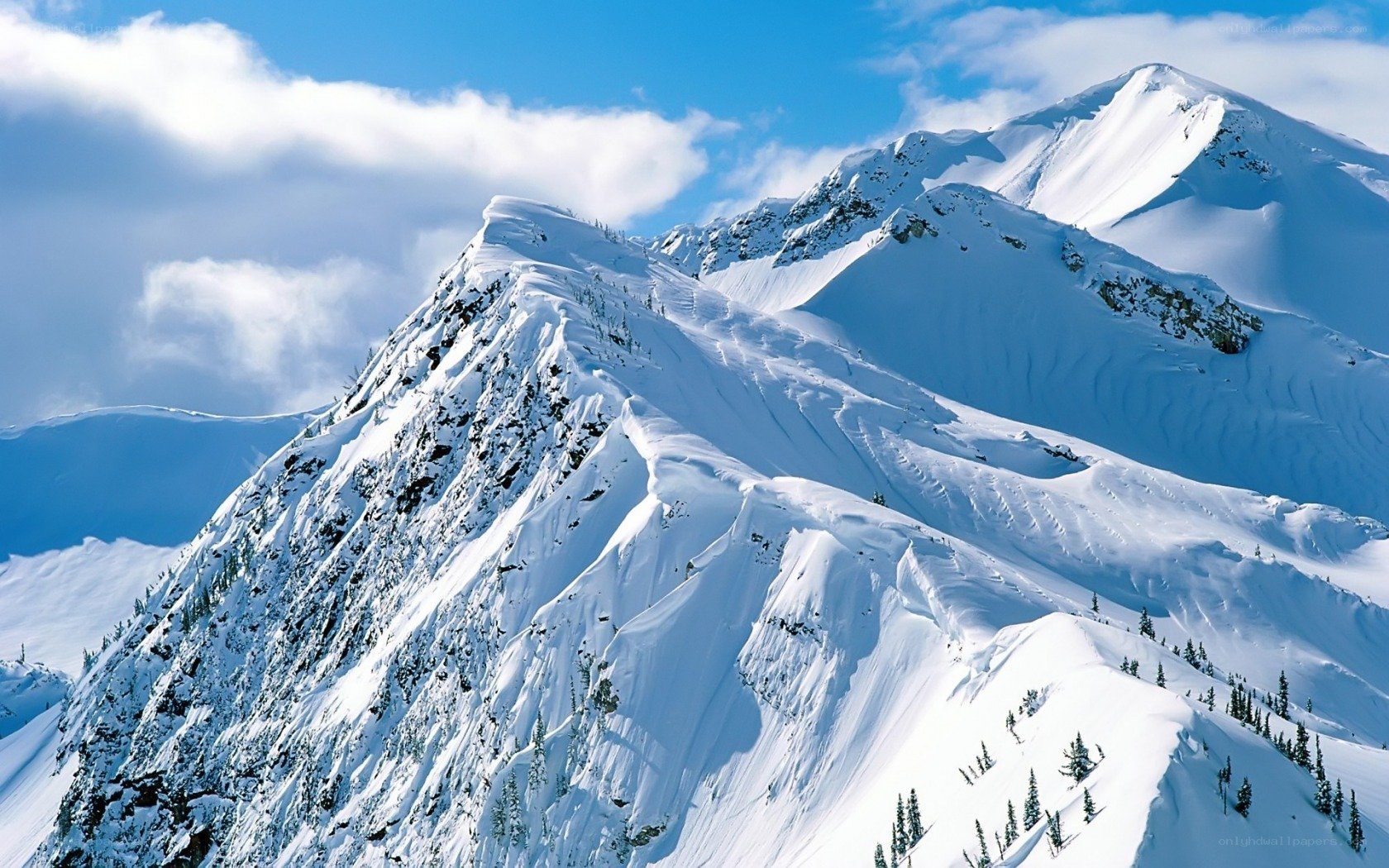 snow-covered mountain peaks