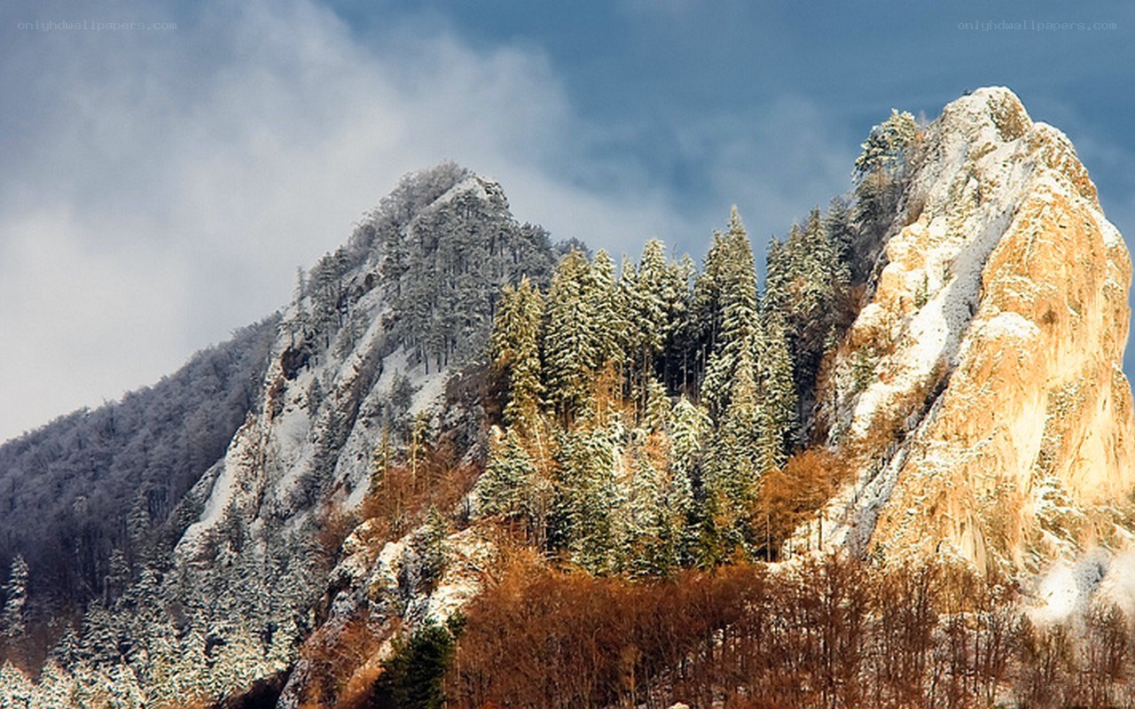 Snow-covered mountain peaks